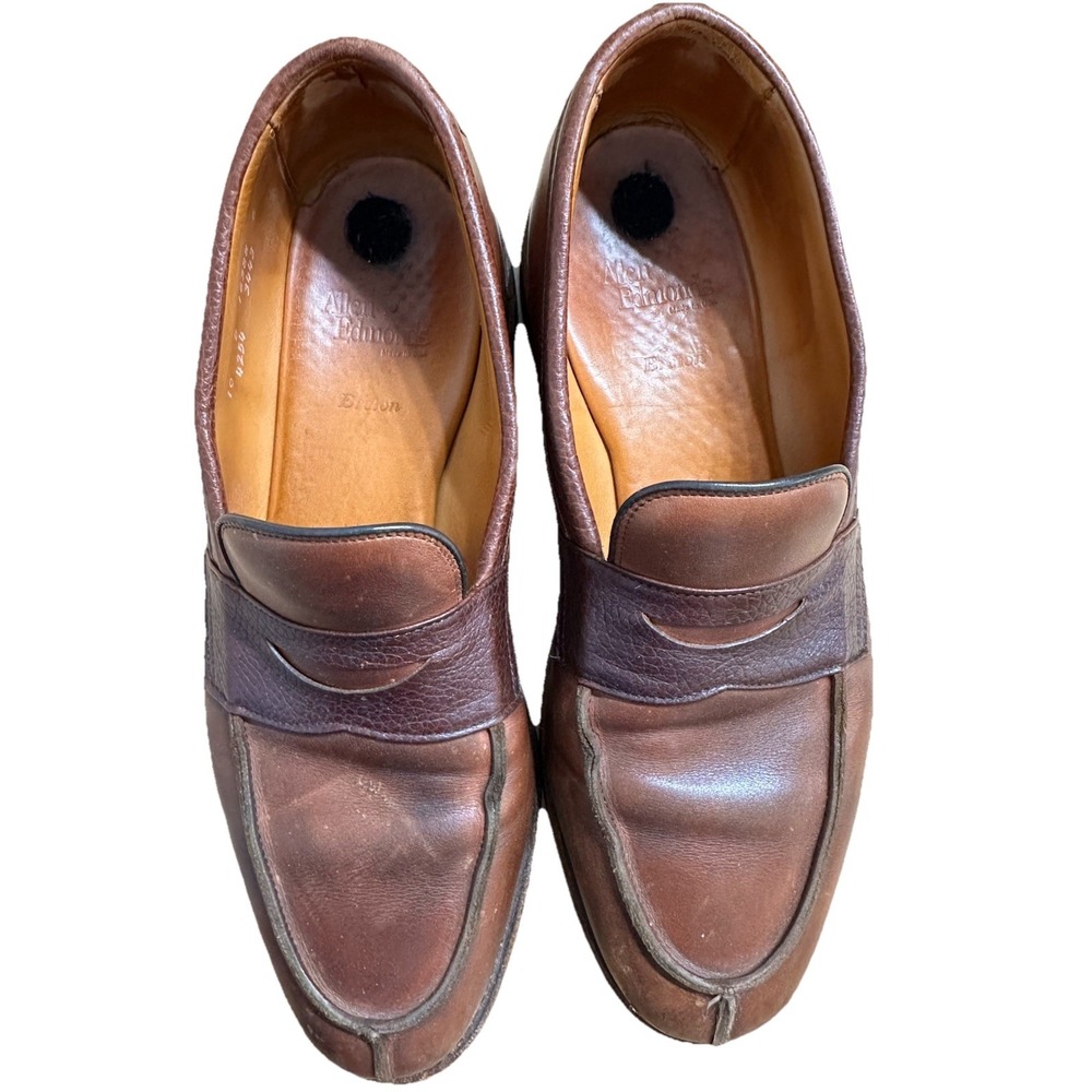 Allen Edmonds Breton Penny Loafers Mens 10 D Brown Two Tone Leather Shoes USA